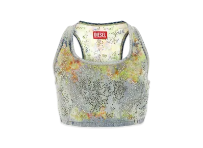 Diesel Women's Embellished Denim De-Detop-Fse Crop-Top "Blue"