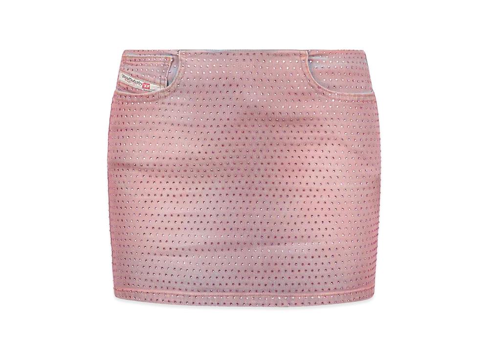 Diesel Women's Denim Skirt With Rhinestones "Pink"