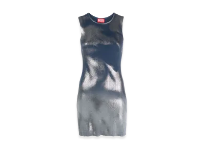 Diesel Women's Short Knit Dress With Metallic Effects "Blue"