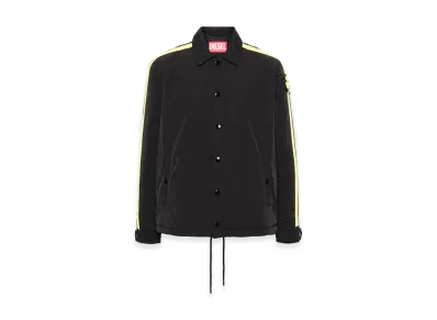 Diesel Nylon Side Stripe Sleeve Logo Full Button Coach Jacket "Black"