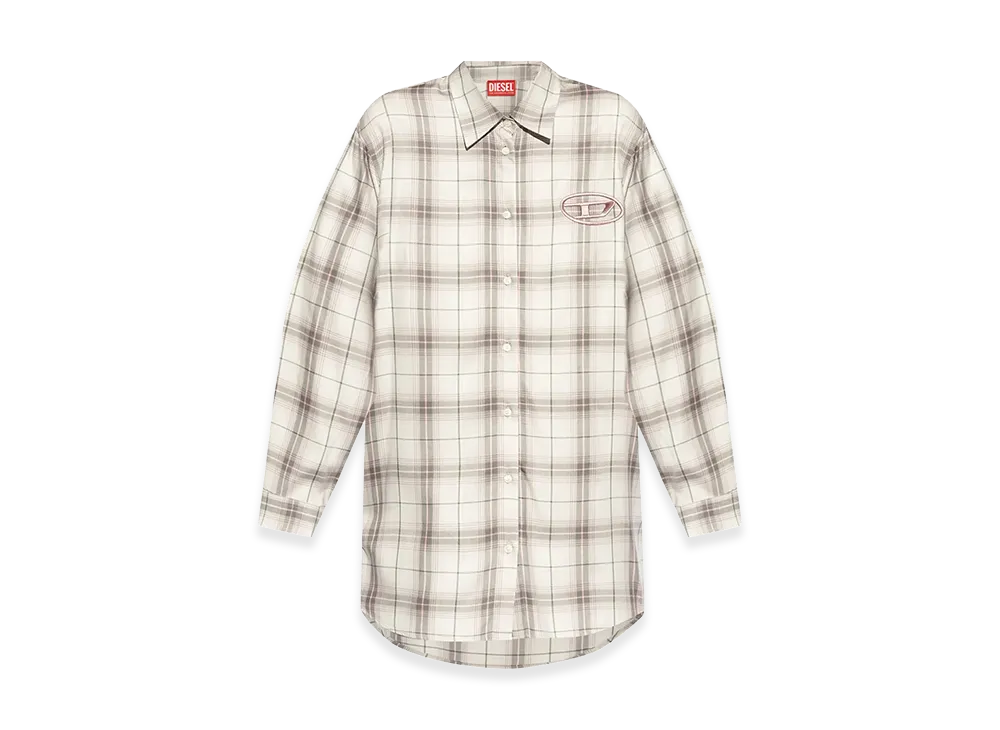Diesel Women's Chest Logo Plaid Shirt Dress "Pink"