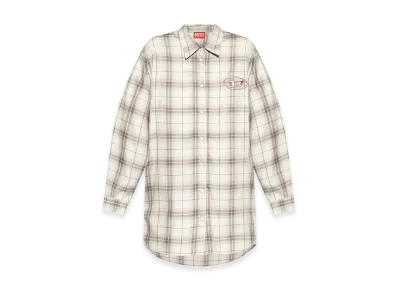 Diesel Women's Chest Logo Plaid Shirt Dress "Pink"
