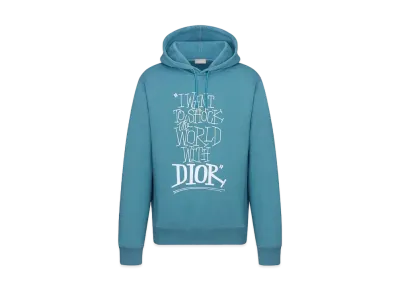 Dior x Shawn Stussy Oversized Hooded Sweatshirt "Blue"