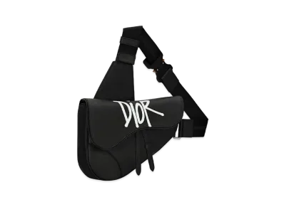 Dior x Shawn Stussy Logo Saddle Bag "Black"