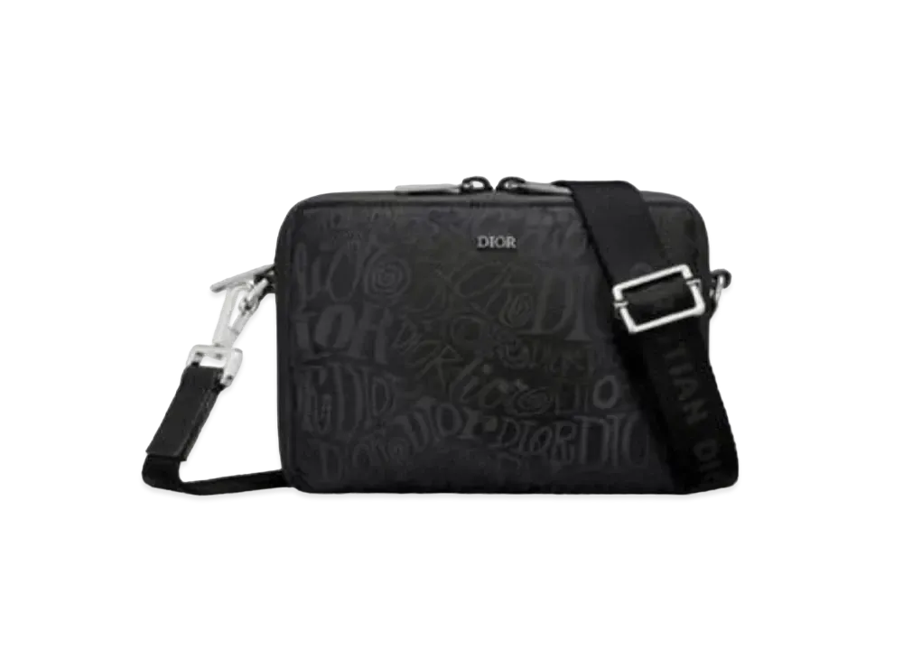 Dior x Shawn Stussy Nylon Jacqured Pouch with Strap "Black"