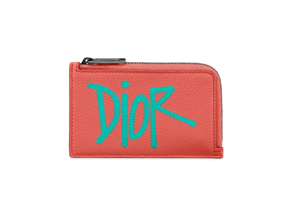 Dior x Shawn Stussy Zipped Card Holder "Pink/Green"