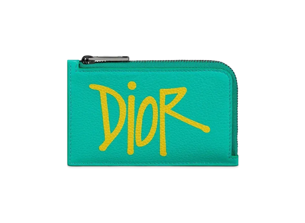 Dior x Shawn Stussy Zipped Card Holder "Yellow/Green"