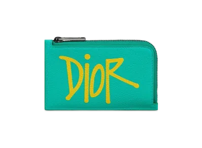 Dior x Shawn Stussy Zipped Card Holder "Yellow/Green"