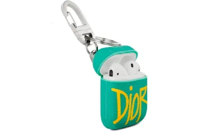 Dior x Shawn Stussy Logo Airpods Case "Yellow/Green"