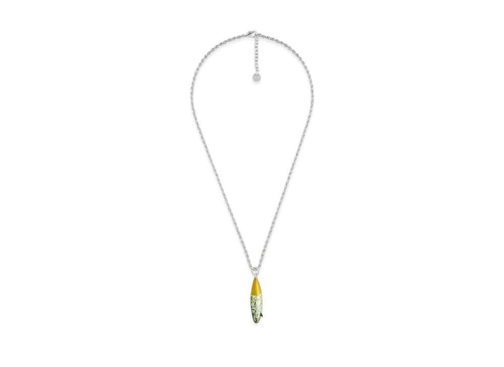 Dior x Shawn Stussy Surfboard Pendant Necklace "Yellow/Green"