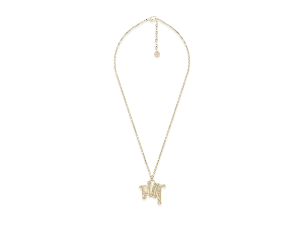 Dior x Shawn Stussy Logo Pendant Necklace "Gold"