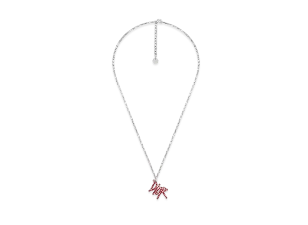 ディオール x ショーン ステューシー ロゴ ペンダント ネックレス "レッド"