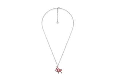 Dior x Shawn Stussy Logo Pendant Necklace "Red"