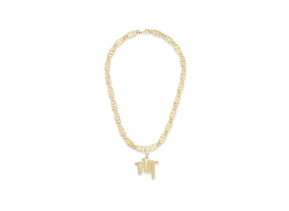 Dior x Shawn Stussy Chain Link Necklace Gold-Tone Brass with Crystals "Gold"