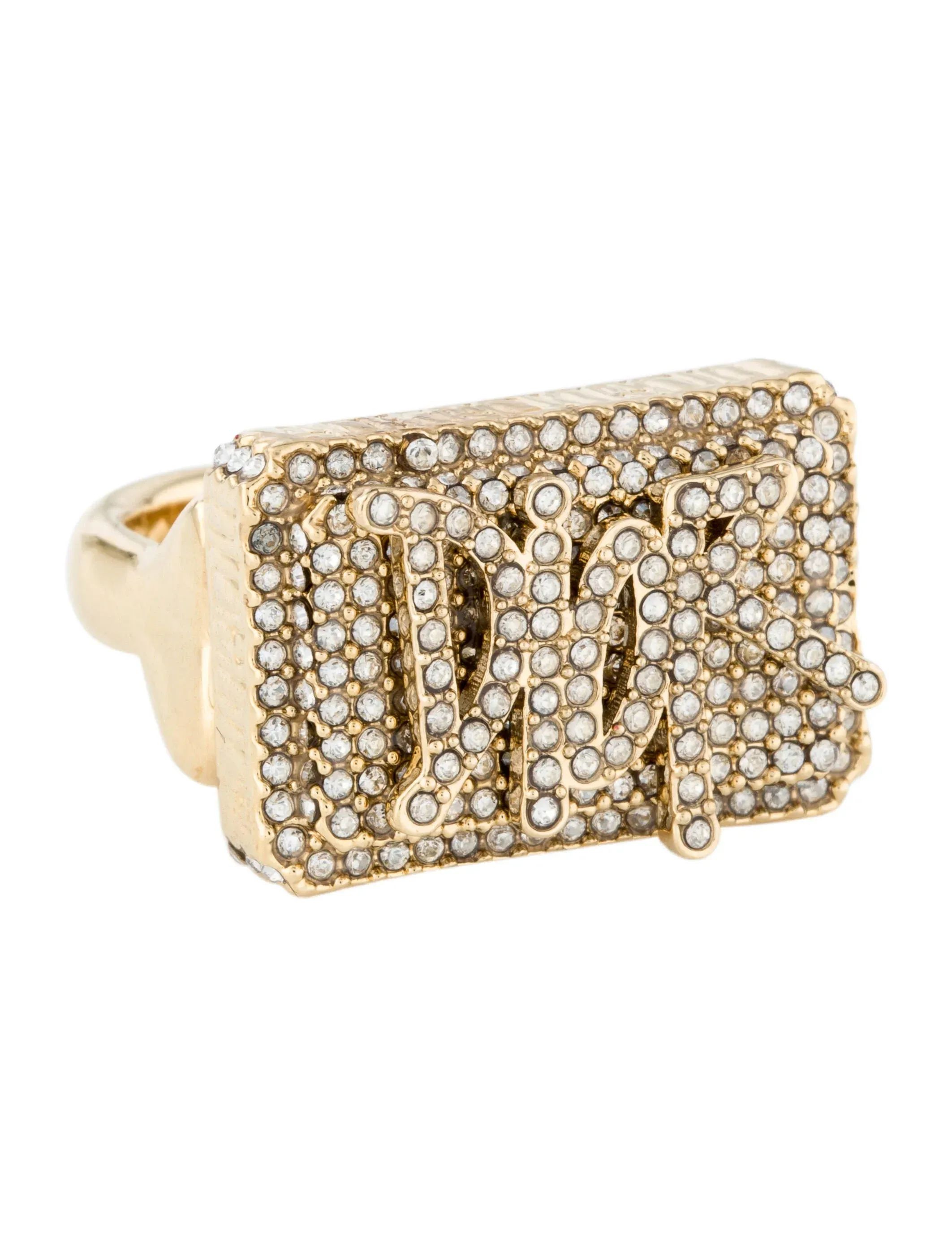 Dior x Shawn Stussy Ring Gold-Tone Brass with Crystals "Gold"