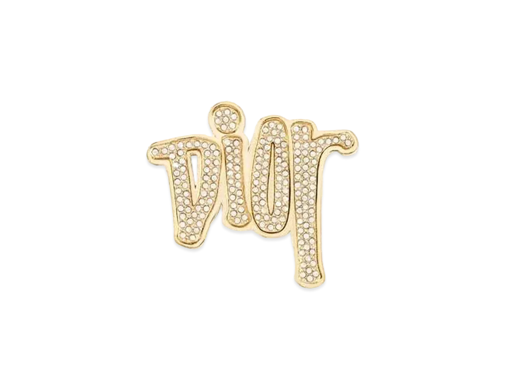 Dior x Shawn Stussy Gold-Tone Brass with Crystals Brooch "Gold"