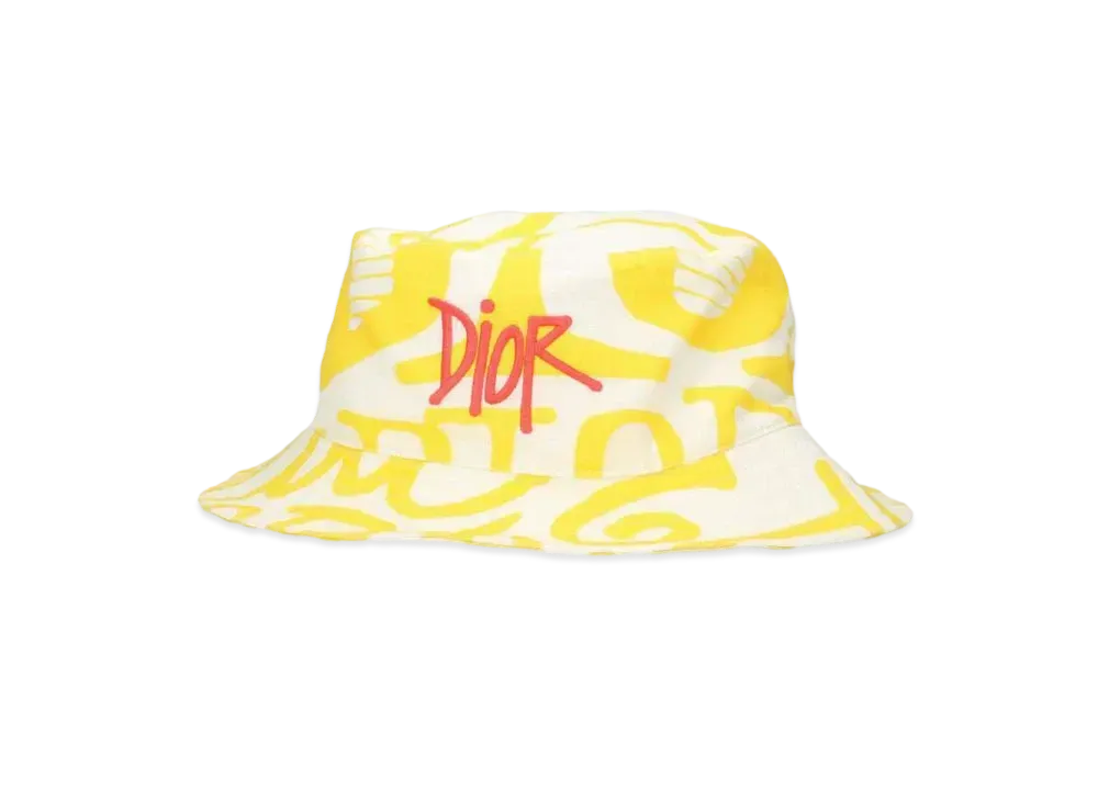 Dior x Shawn Stussy Bucket Hat "Yellow/White"