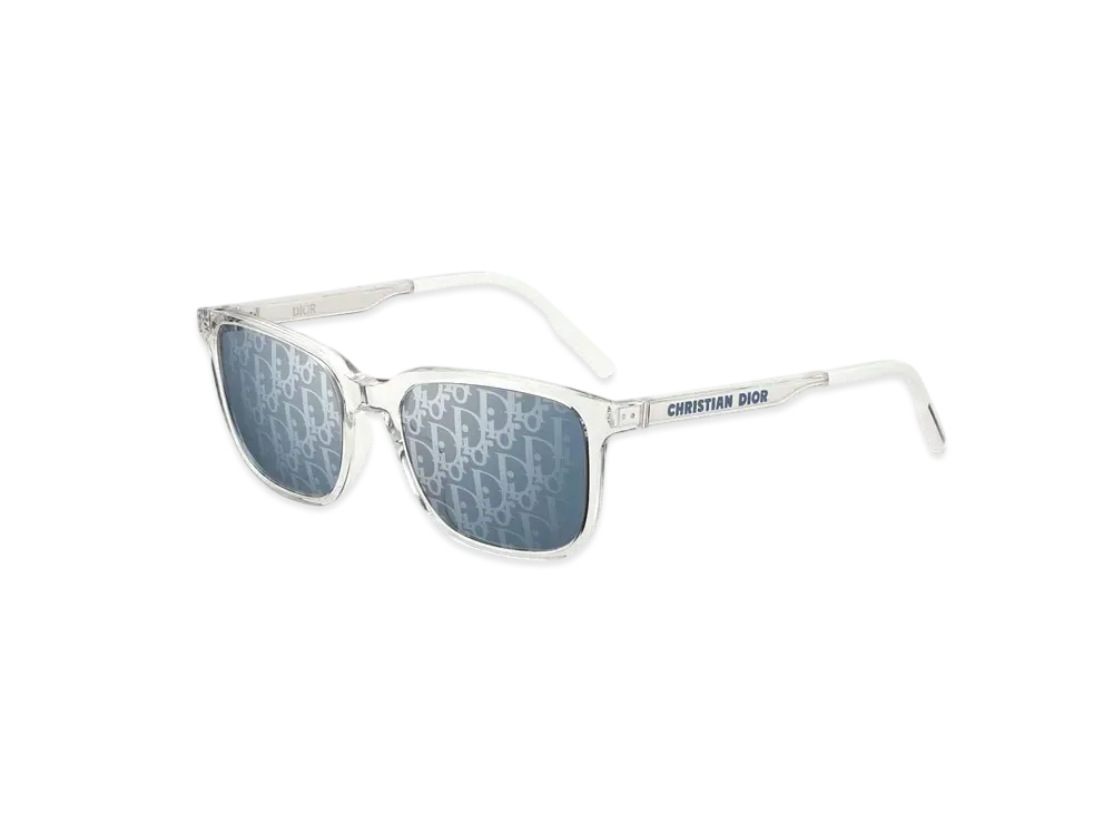 Dior Tag SU Rectangular Sunglasses "Crystal/Silver/Blue/White"
