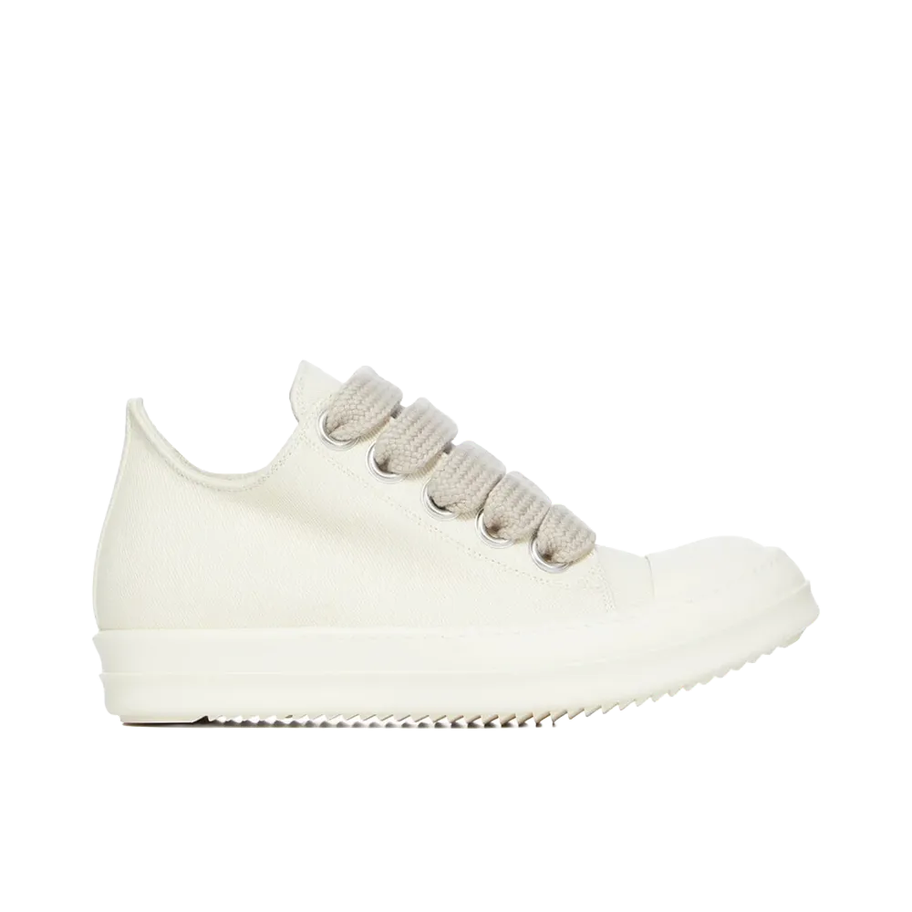Rick Owens DRKSHDW 13oz Overdyed Denim Jumbolace Low Sneaks "Milk"