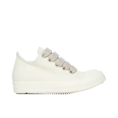 Rick Owens DRKSHDW 13oz Overdyed Denim Jumbolace Low Sneaks "Milk"