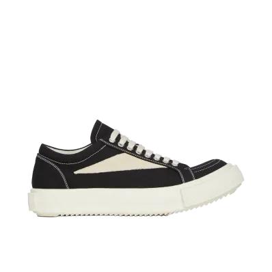Rick Owens DRKSHDW Vintage Sneaks Overdyed Denim and Suede Leather "Black/Milk"
