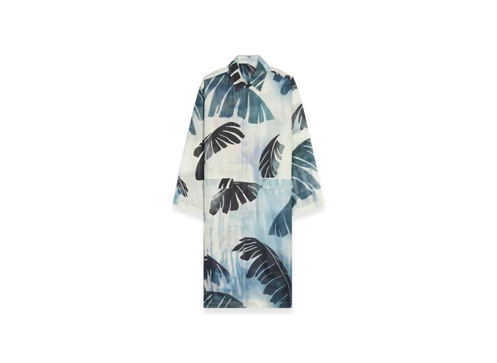 DRIES VAN NOTEN Printed Silk Mac "Navy"