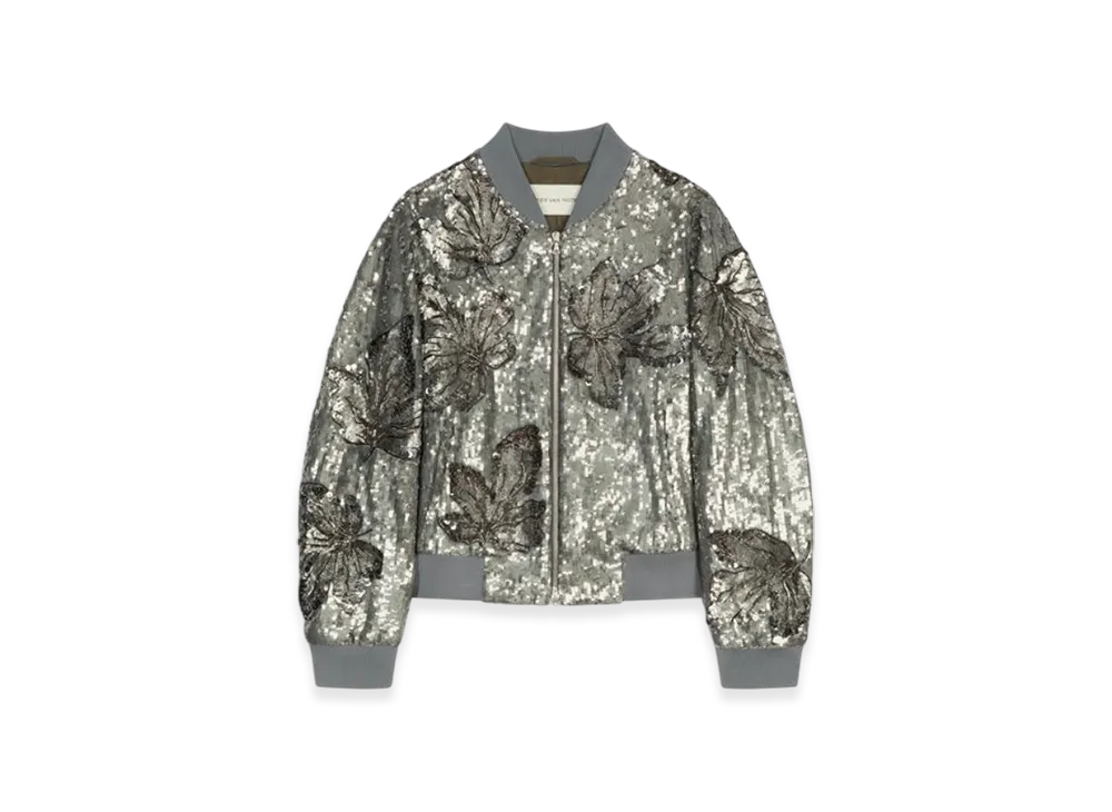 DRIES VAN NOTEN Embellished Bomber "Silver"