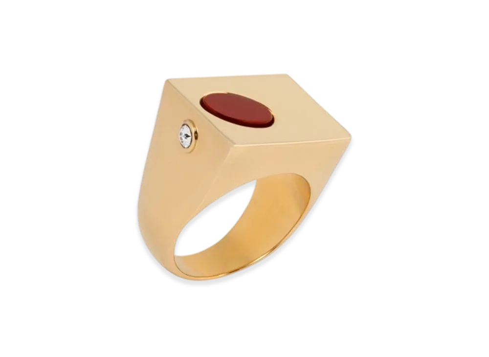 DRIES VAN NOTEN Stone Signet Ring "Dark Red"