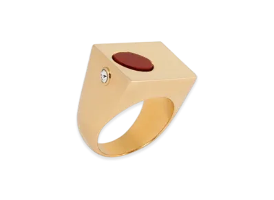 DRIES VAN NOTEN Stone Signet Ring "Dark Red"