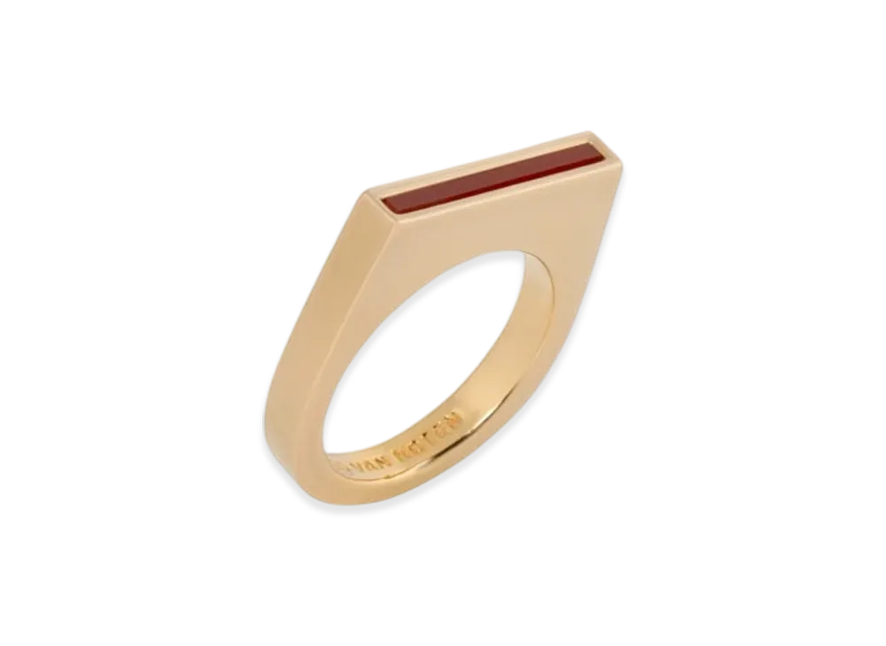 DRIES VAN NOTEN Thin Signet Ring "Tiger Eye"