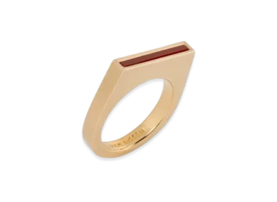 DRIES VAN NOTEN Thin Signet Ring "Tiger Eye"