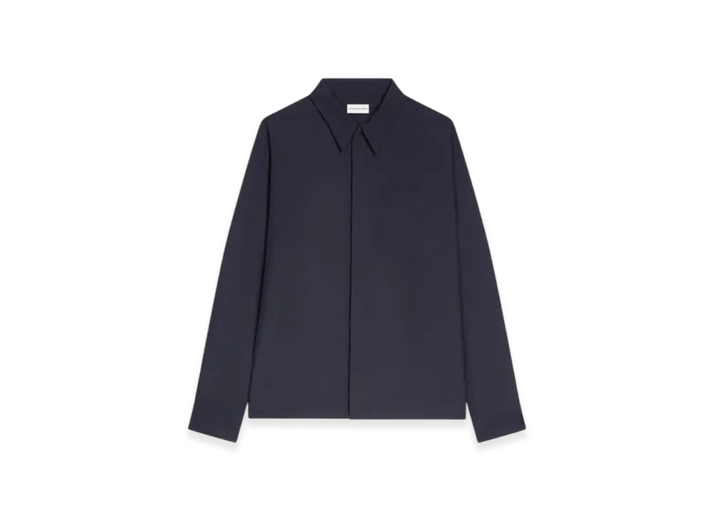 DRIES VAN NOTEN Cotton Zip Shirt "Navy"