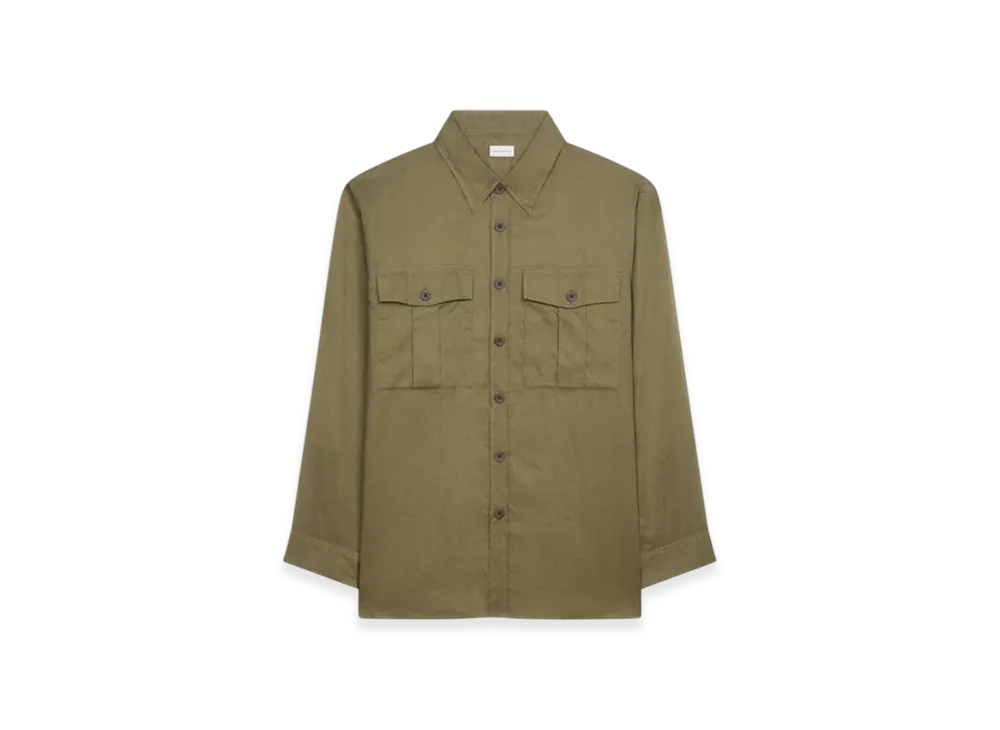 DRIES VAN NOTEN Oversized Cotton Shirt "Khaki"