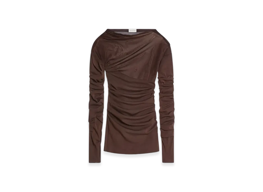 DRIES VAN NOTEN Sheer Draped Tee "Brown"