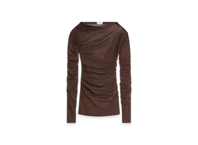 DRIES VAN NOTEN Sheer Draped Tee "Brown"