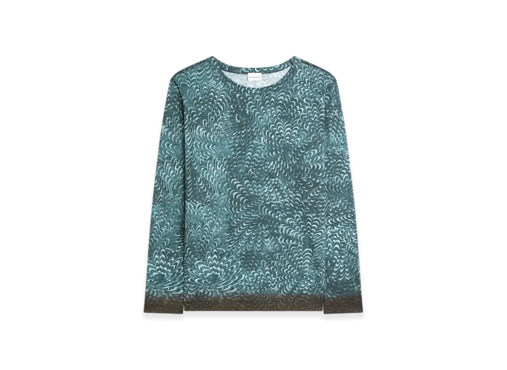 DRIES VAN NOTEN Printed Cotton Tee "Petrol"
