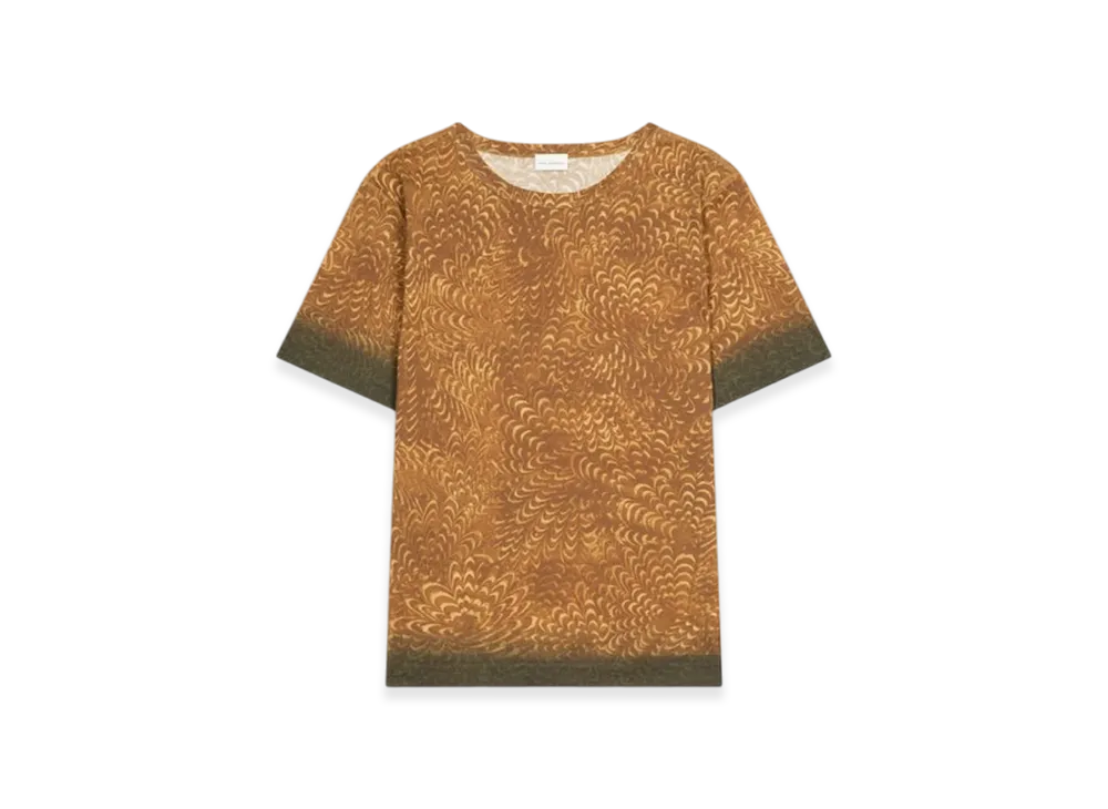DRIES VAN NOTEN Printed Cotton Tee "Bronze"