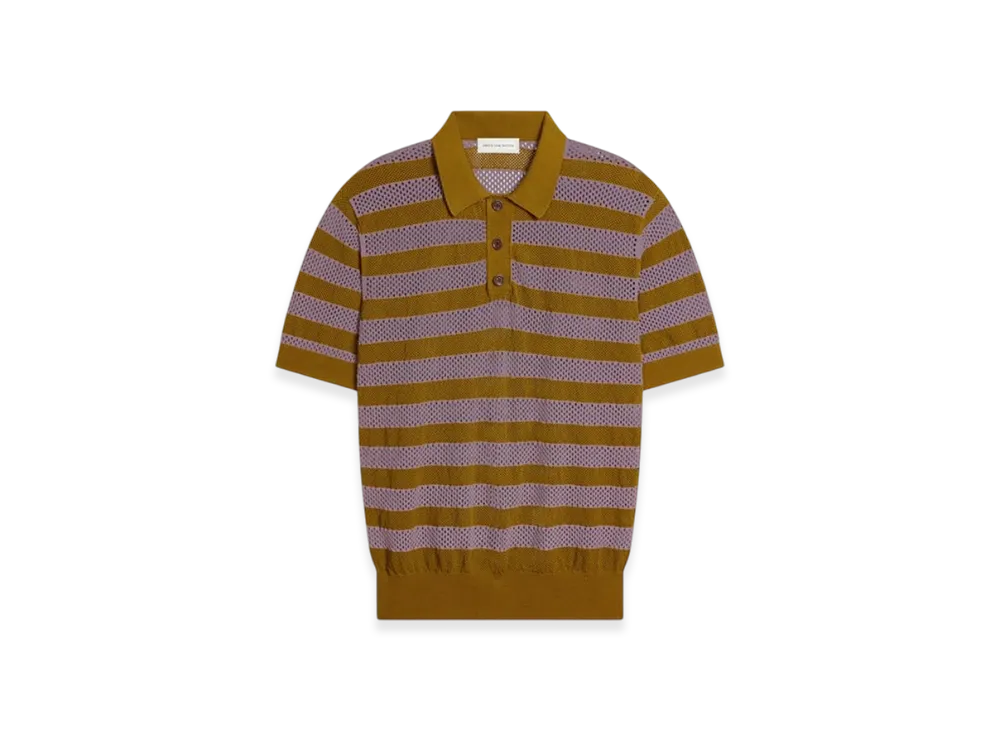 DRIES VAN NOTEN Striped Polo Shirt "Olive"