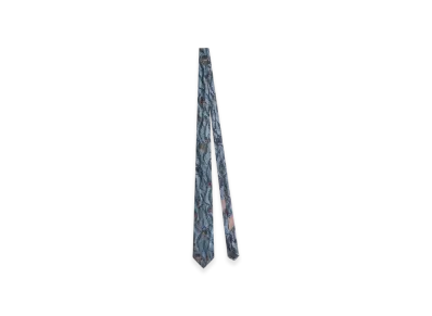 DRIES VAN NOTEN Printed Silk Tie "Blue"