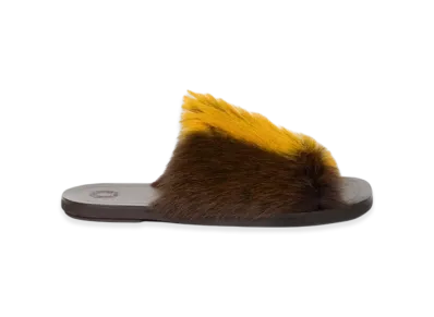 DRIES VAN NOTEN Leather Slides "Yellow"
