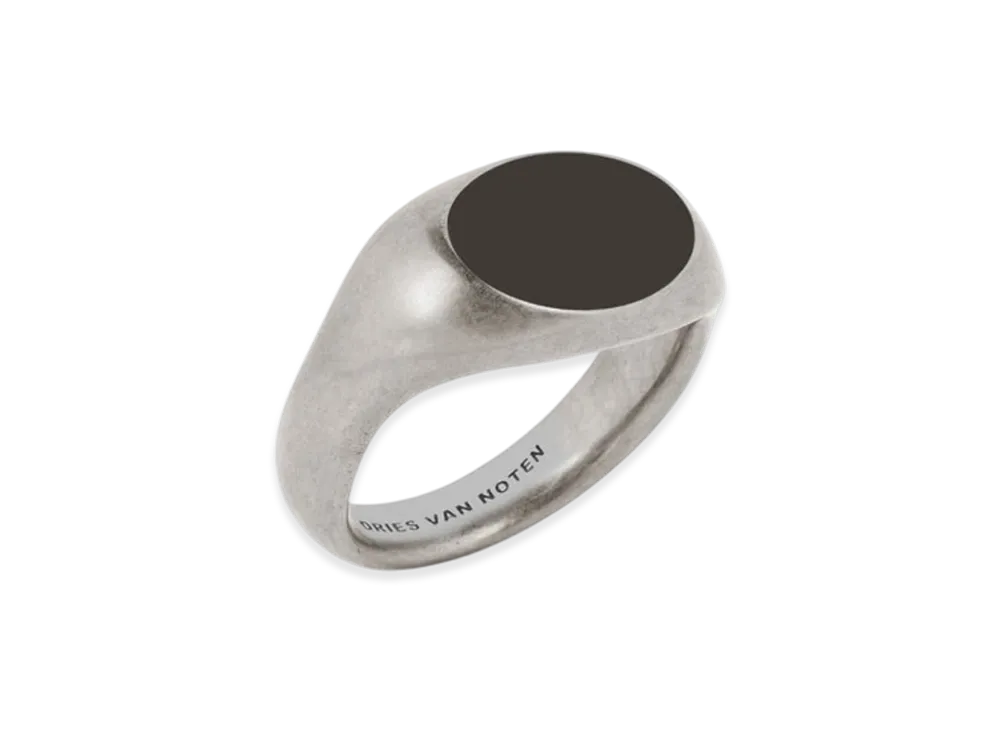 DRIES VAN NOTEN Stone Signet Ring "Black"