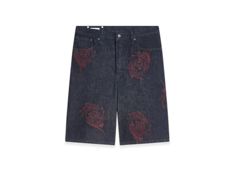 DRIES VAN NOTEN Embroidered Denim Shorts "Indigo"