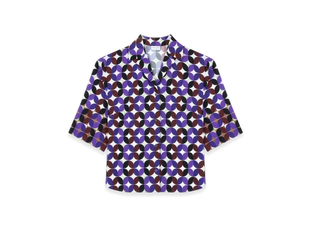 DRIES VAN NOTEN Women's Printed Silk Shirt "Burgundy"
