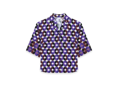 DRIES VAN NOTEN Women's Printed Silk Shirt "Burgundy"