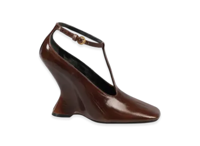 DRIES VAN NOTEN Women's Leather Wedge Mary Janes "Dark Brown"