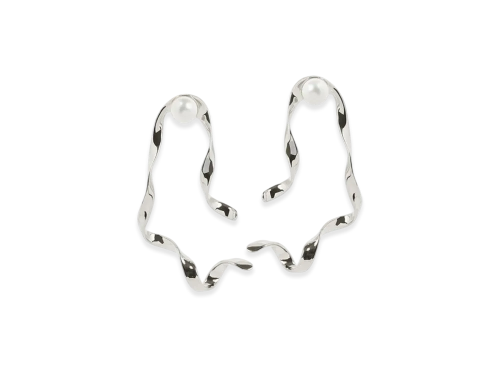 DRIES VAN NOTEN Women's Wave Stud Earrings "Silver"