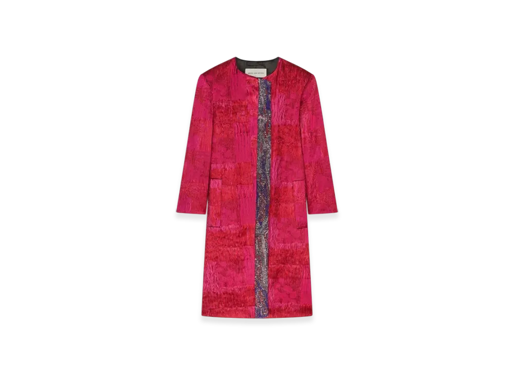 DRIES VAN NOTEN Women's Jacquard Coat "Fuchsia"