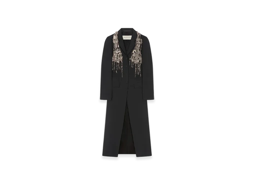 DRIES VAN NOTEN Women's Embellished Wool Coat "Black"