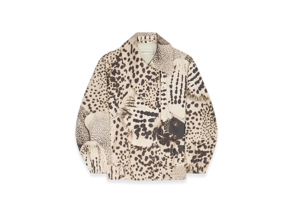 DRIES VAN NOTEN Women's Printed Cotton Bomber "Black"