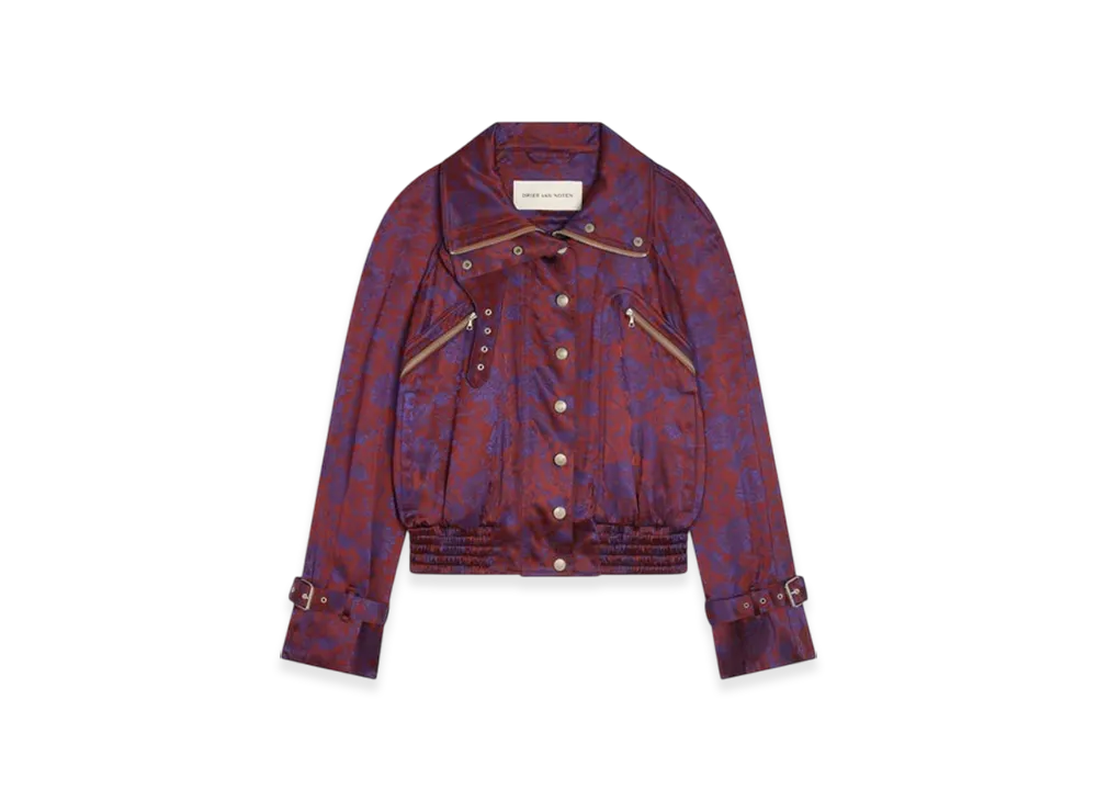 DRIES VAN NOTEN Women's Jacquard Bomber "Burgundy"